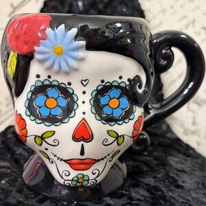 Cracker Barrel Day of the Dead Sugar Skull Coffee Mug 20oz Calavera - EXCELLENT